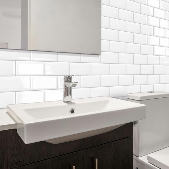 Plaktegels Keuken Zelfklevende Tegels Wandtegels 10 Vellen - Wit,3d,Metro,Badkamer,Wand,Muur,Wandpaneel,30.5 x 30.5 cm — afbeelding 2