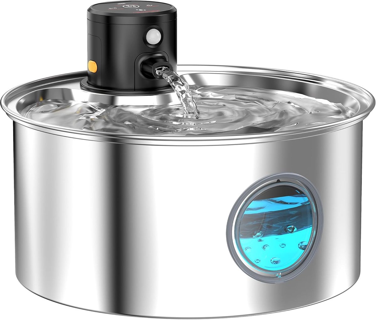 kattenfontein om te drinken: roestvrijstalen kattenfontein - 3,2 l batterij-aangedreven kattenfontein - automatische waterfontein voor huisdieren en kleine honden