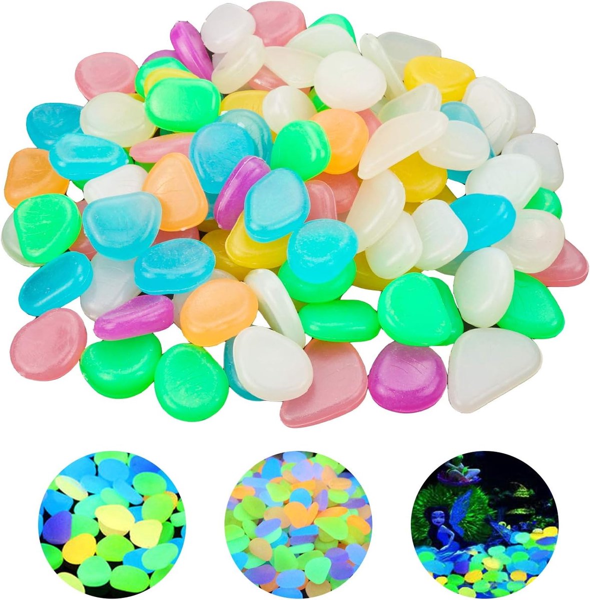 Lichtgevende Cobblestones Decoraties voor aquariumgrind,kleur kunstmatige kiezelsteen voor Fish Tank Garden Loopbrug