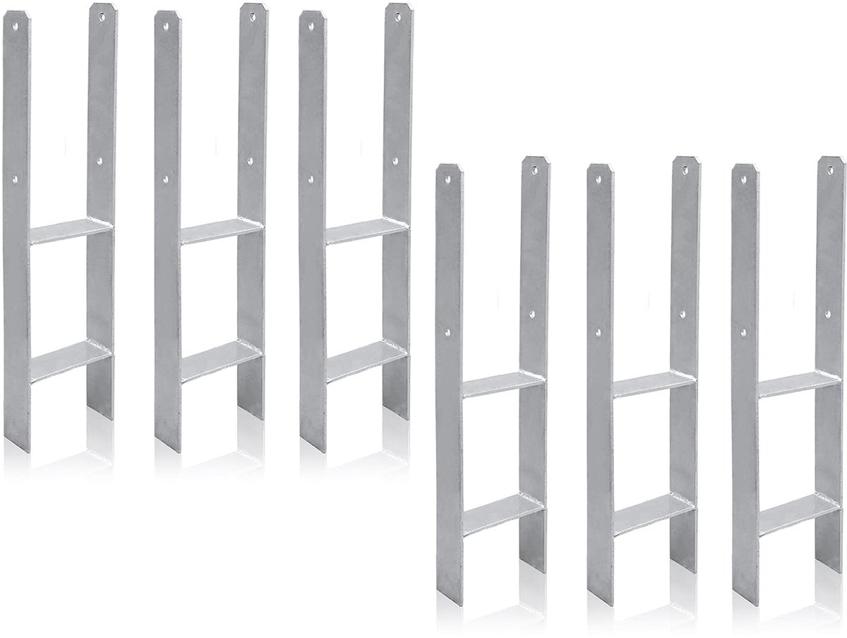 H-anker paaldrager 600 mm lengte, materiaaldikte 4,7 mm voor stabiele houten constructies (6 stuks 121 mm)