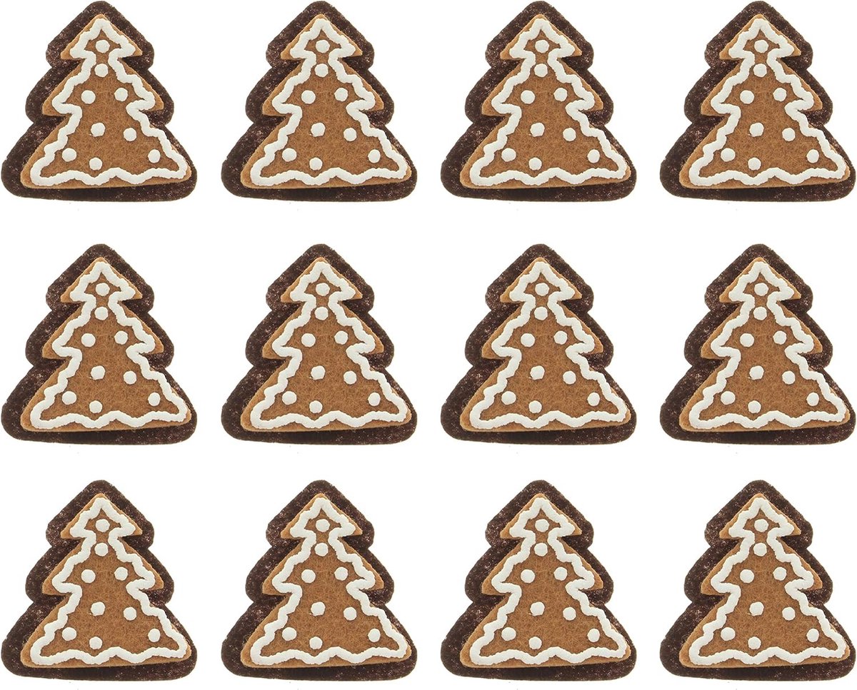 12-delige set cadeaustickers Kerstmis peperkoekstickers stickers stickers van vilt kerstdecoratie cadeauversiering (peperkoekenboom)