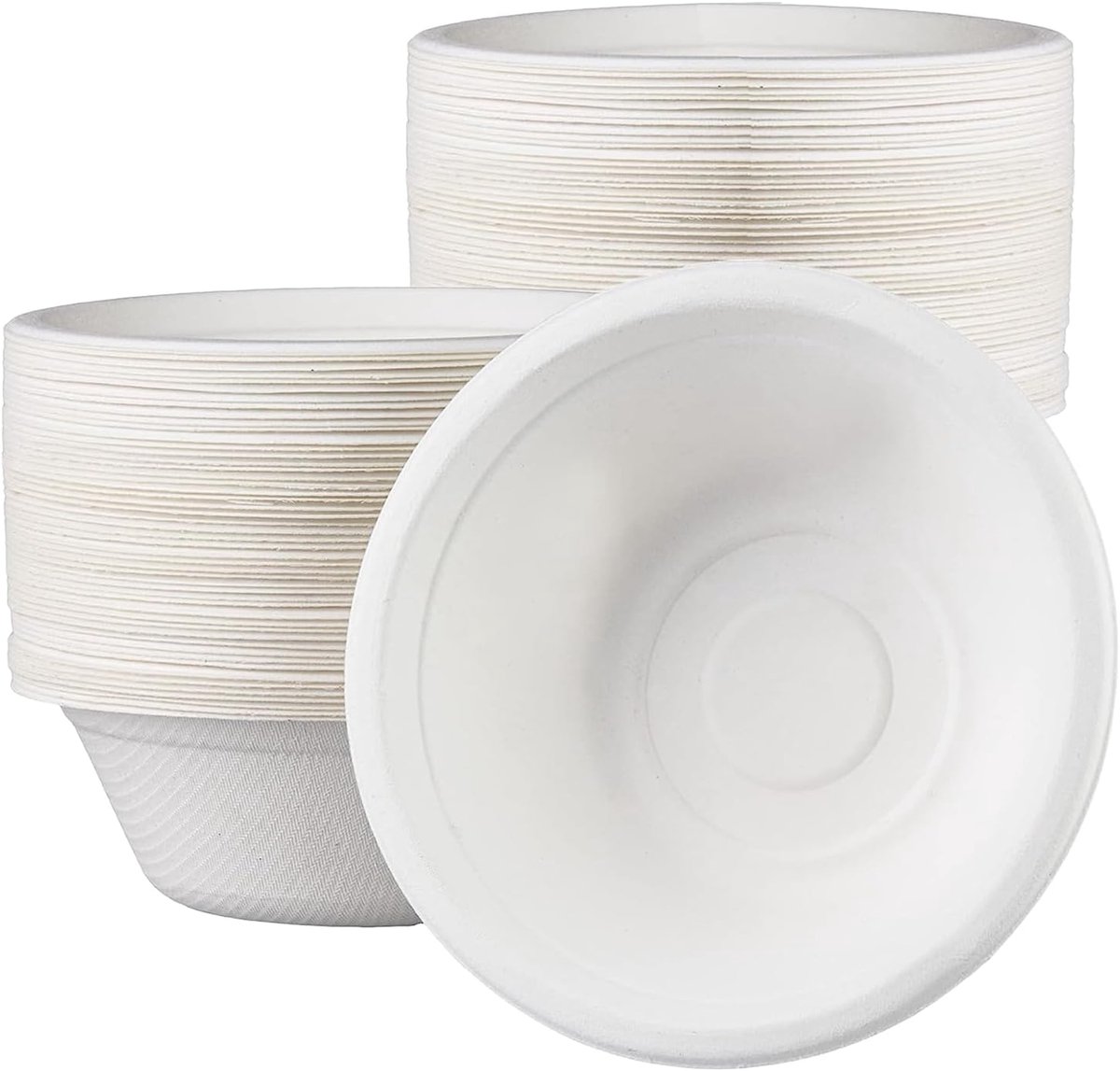 Kleine Witte 12oz/340ml Milieuvriendelijke Biologisch Afbreekbare Kommen - Pack van 100, Bagasse Composteerbare Kommen voor Warm/Koud Voedsel, Perfect voor BBQ, Picknick, Feesten en meer
