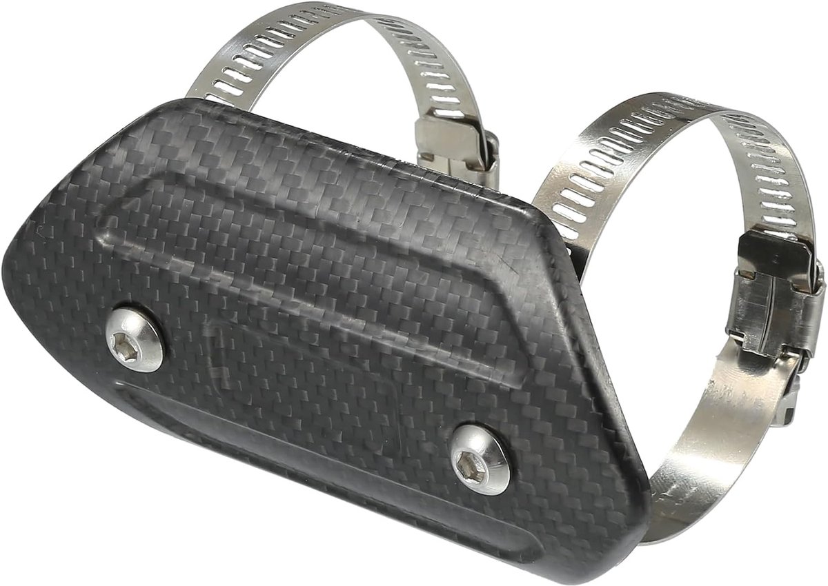 Uitlaatscherm Met Klem/Uitlaatpijp Hoed Dekking Voor Motorfiets/Isolatie Koolstofvezel 110x58mm 1 Set Zwart | Uitlaatpijp Hoofd Shield Cover, voor motorfiets, warmte-isolatie