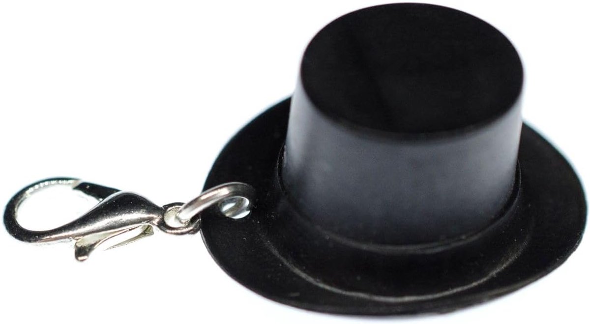 Cilinderhoed, charm-charm-charm-charm-bedels, handgemaakt modesieraad, verzilverde kettinghanger, bedelarmband, hanger voor armband