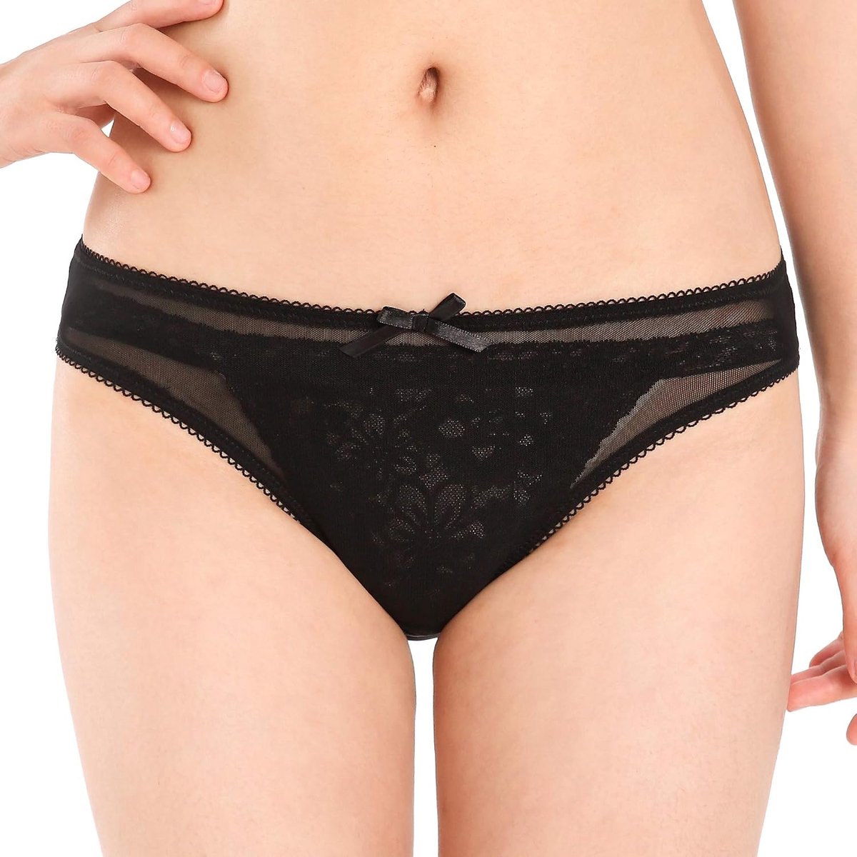Transparante Bikinislip Dames Mesh Lingerie | Schulprand, Satijnen Strikje, Lichte Nylon Stof, Dagelijks Of Feestelijk, Maten S-XXL, 5 Kleuren