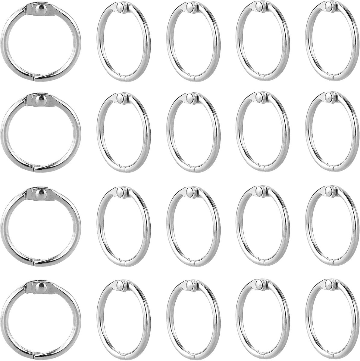 22 Zilveren Metalen Ringen 15mm voor Losbladige Albums, Decoupage, Handwerk, Herinneringen en Sleutelhangers - Set voor Creatief Binden