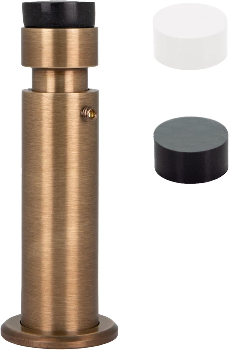 HERRAJES Verstelbare deurstopper van messing 88-120 mm, installatie met schroefbasis (messing antiek - leer)