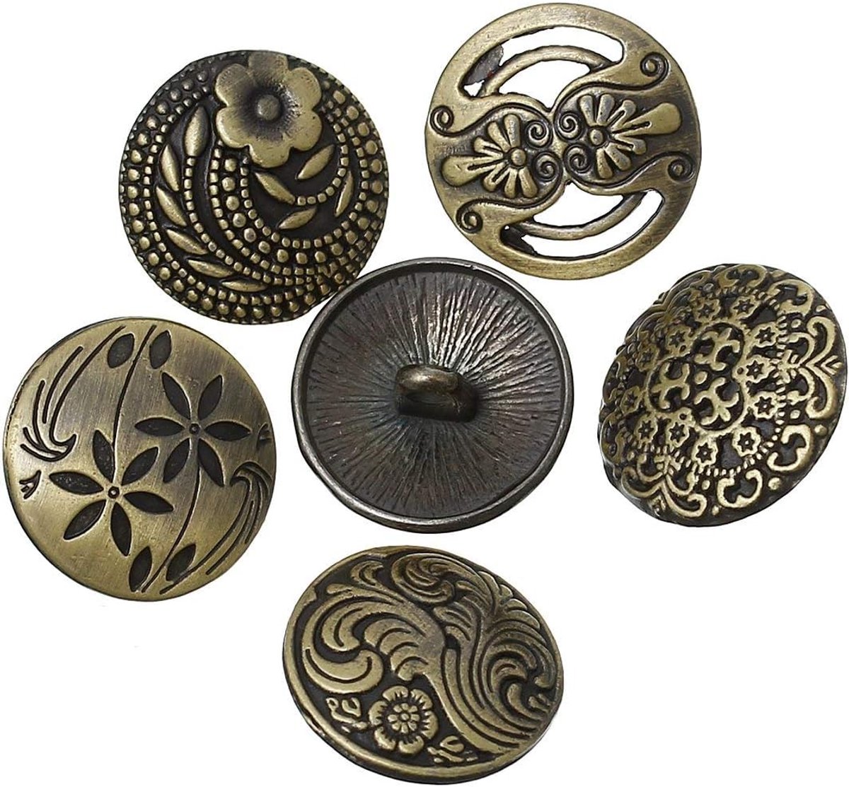 Knopen bronskleurig 17 mm rond willekeurig gemengd oogknopen naaien