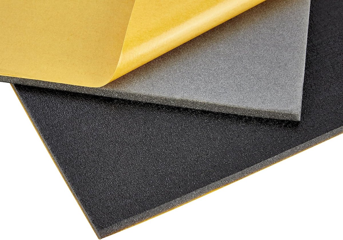 Isolatiemat, zelfklevend, in verschillende maten, 200 x 500 x 10 mm, zwart