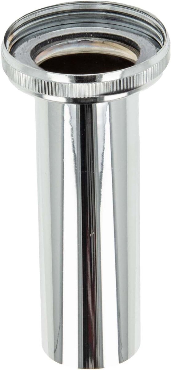 tecuro Onderdompelingspijp met diameter 32 x 1 1/2 inch koppelmoer x 100 mm speciale geleider, verchroomd messing