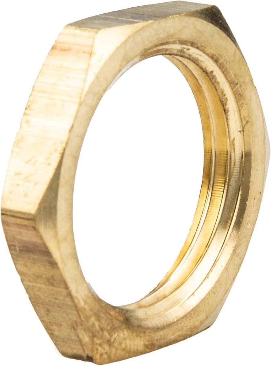 tecuro Contermoer met zeskantkop, binnendraad Rp 1/4", blank messing CW617N, voldoet aan drinkwaterverordening 50930-6, SW 27