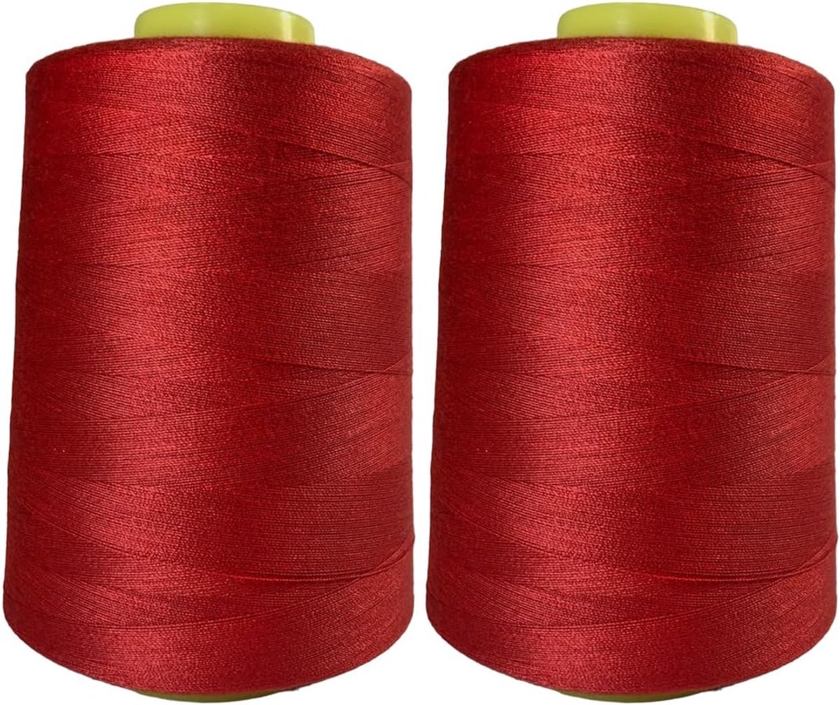 2 Naaigarenspoelen (4500 meter/rol), Polyestergaren met hoge weerstand, Draadspoelen voor naaiwerk, (2 stuks, rood 148-5000Y)