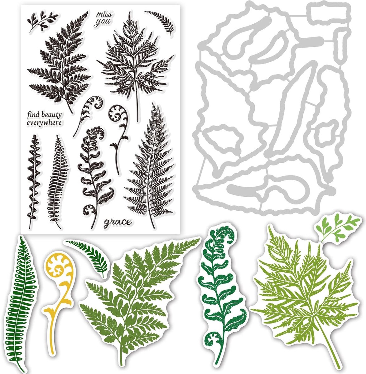 Plant Die Cuts Blad Metalen Snijden Dies Varenblad Clear Stempels Set Embossing Stencil Sjabloon Voor Diy Papier Art Craft Scrapbooking Fotoalbum Decor