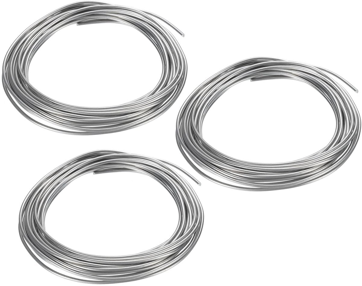 Draad, 99,99% hoge zuiverheid zinkdraad, 3 rollen 12 gauge zuivere zinkdraad, 2 mm, zachte kralendraad, laboratorium wetenschappelijk experiment gereedschap (5 m/rol)