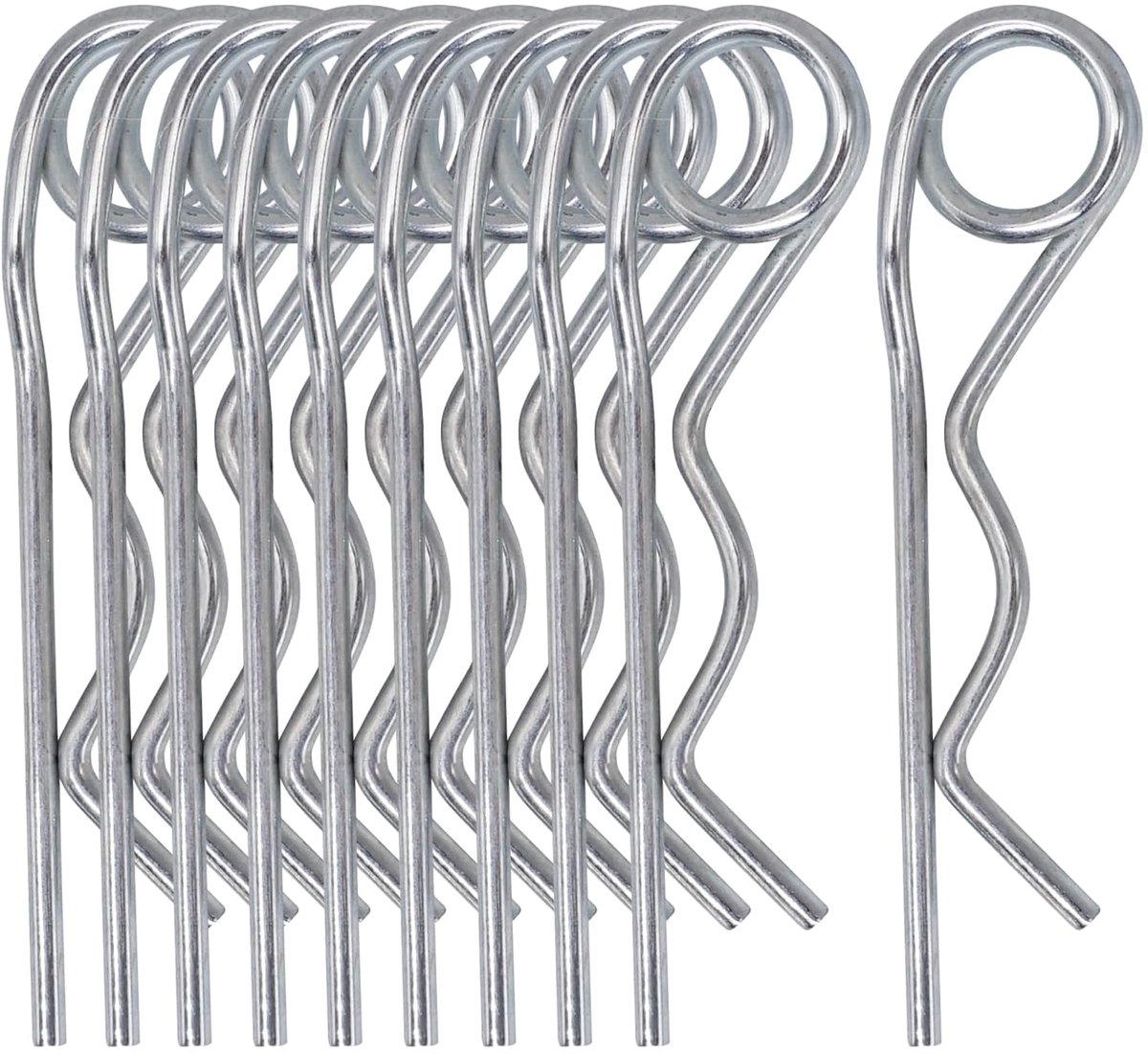 (10 stuks) Verzinkte stalen veersplitpennen 2 mm, dubbele ring R-clips, R-vormige veersplitpen