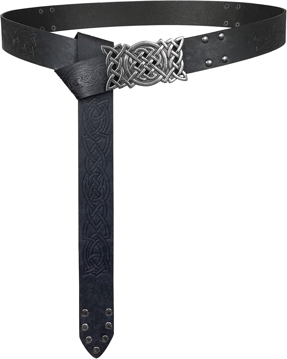 Viking Reliëf Gesp Riem, Nordic Kunstleer Ridder Riem,Retro Middeleeuwse Krijger Riem Voor LARP Cosplay Halloween