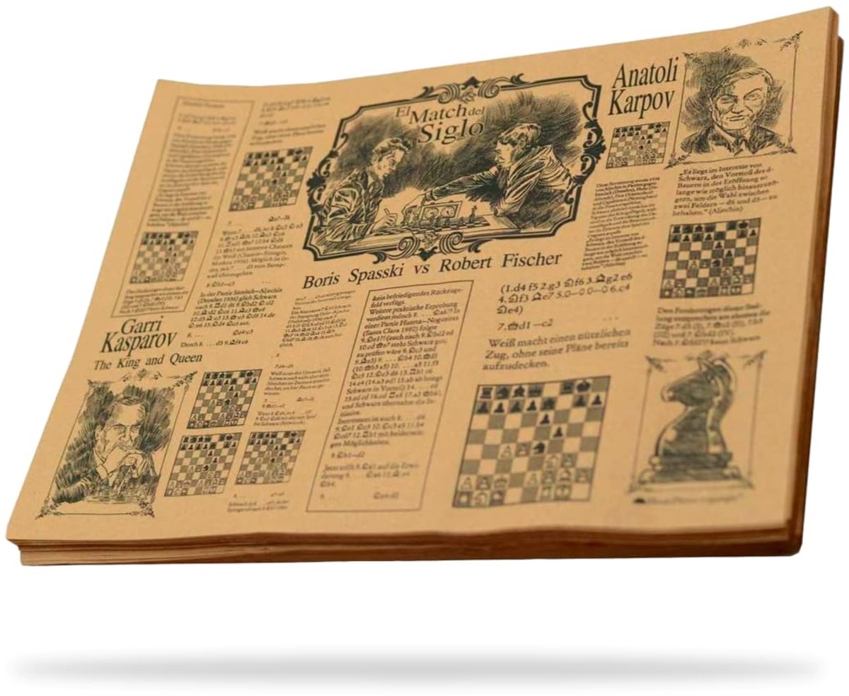 Anti-vetpapier voor levensmiddelen, 500 stuks, 30 x 20 cm, bruin kraftpapier, uniek design met schaak-legendes, ideaal voor aardappelchips