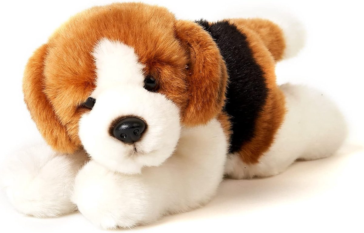 - Beagle puppy, liggend - 24 cm (lengte) - pluche hond, huisdier - pluche dier, knuffeldier