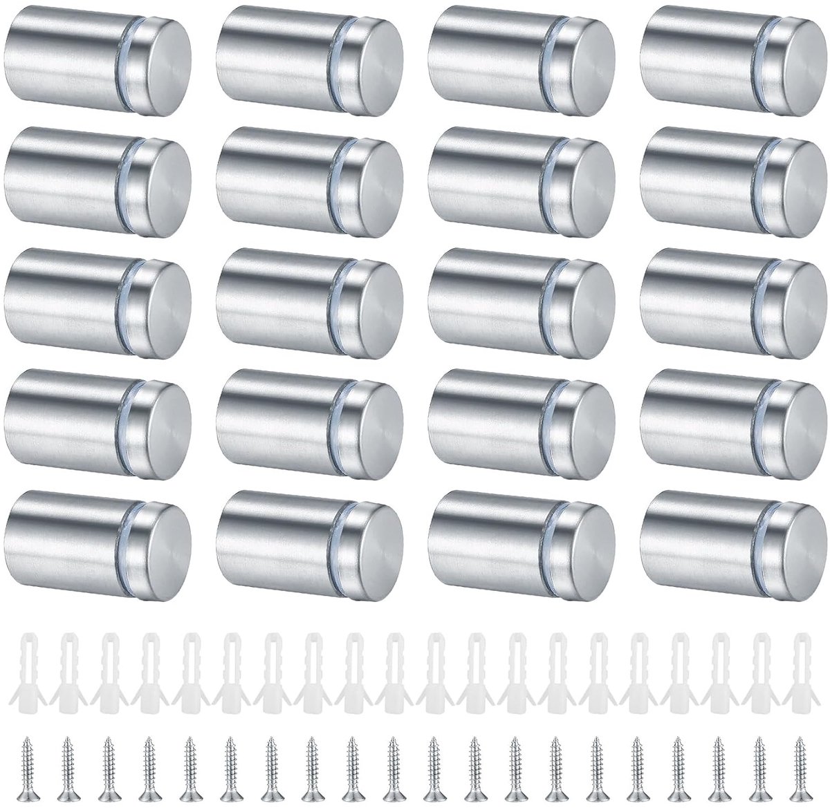 20 stuks bordhouders afstandhouders muur, afstandshulzen afstandsschroeven roestvrij staal, reclame schroef glas standoff houder voor glas, spiegels, spijkers displays (20)