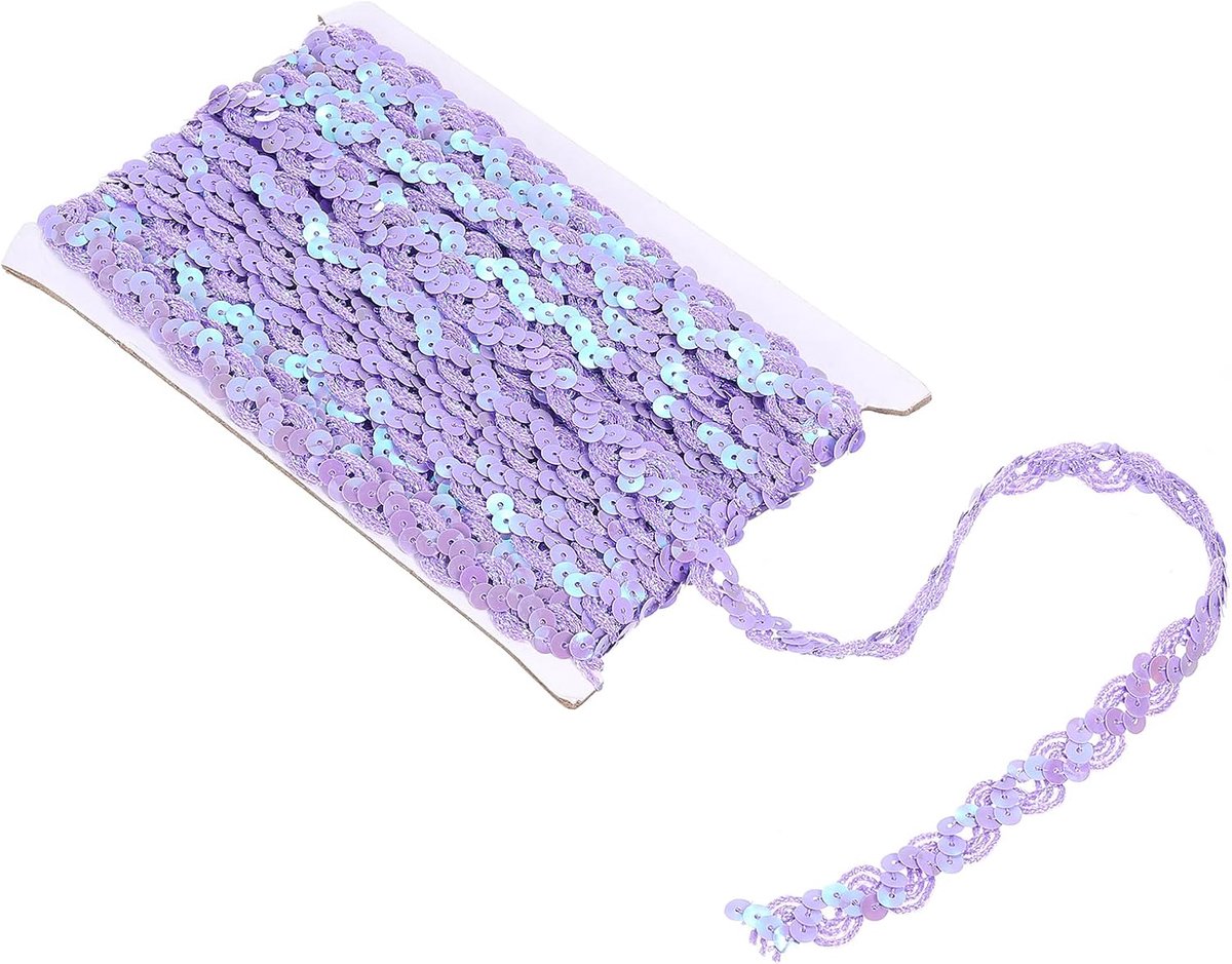 Paillettenlint, platte paillettenband voor versieringen, kostuums, handwerk, naaien, paars