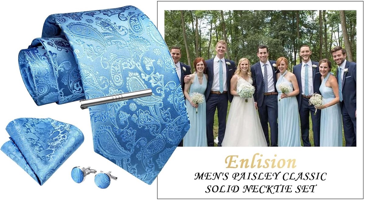 Stropdas en zakdoek heren stropdassen dasspeld met manchetknopen stropdassen pochet set
