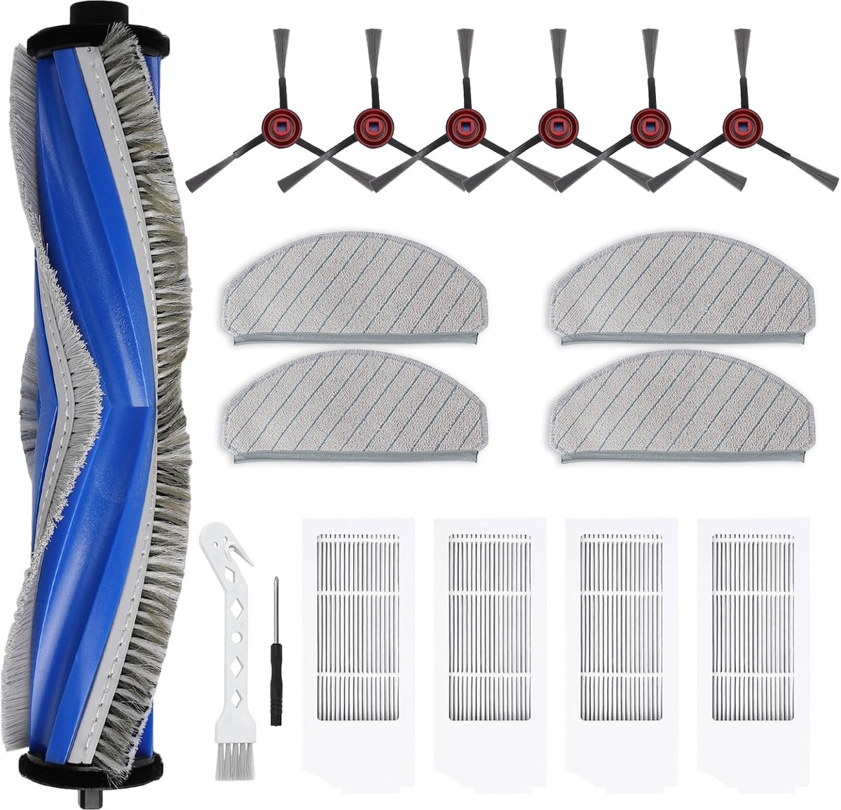 accessoiresset voor ECOVACS DEEBOT N20/ N20 PLUS/ N20 PRO PLUS robotstofzuiger, vervangende onderdelen hoofdborstel, zijborstel, filter, dweilpads (16 STUKS)