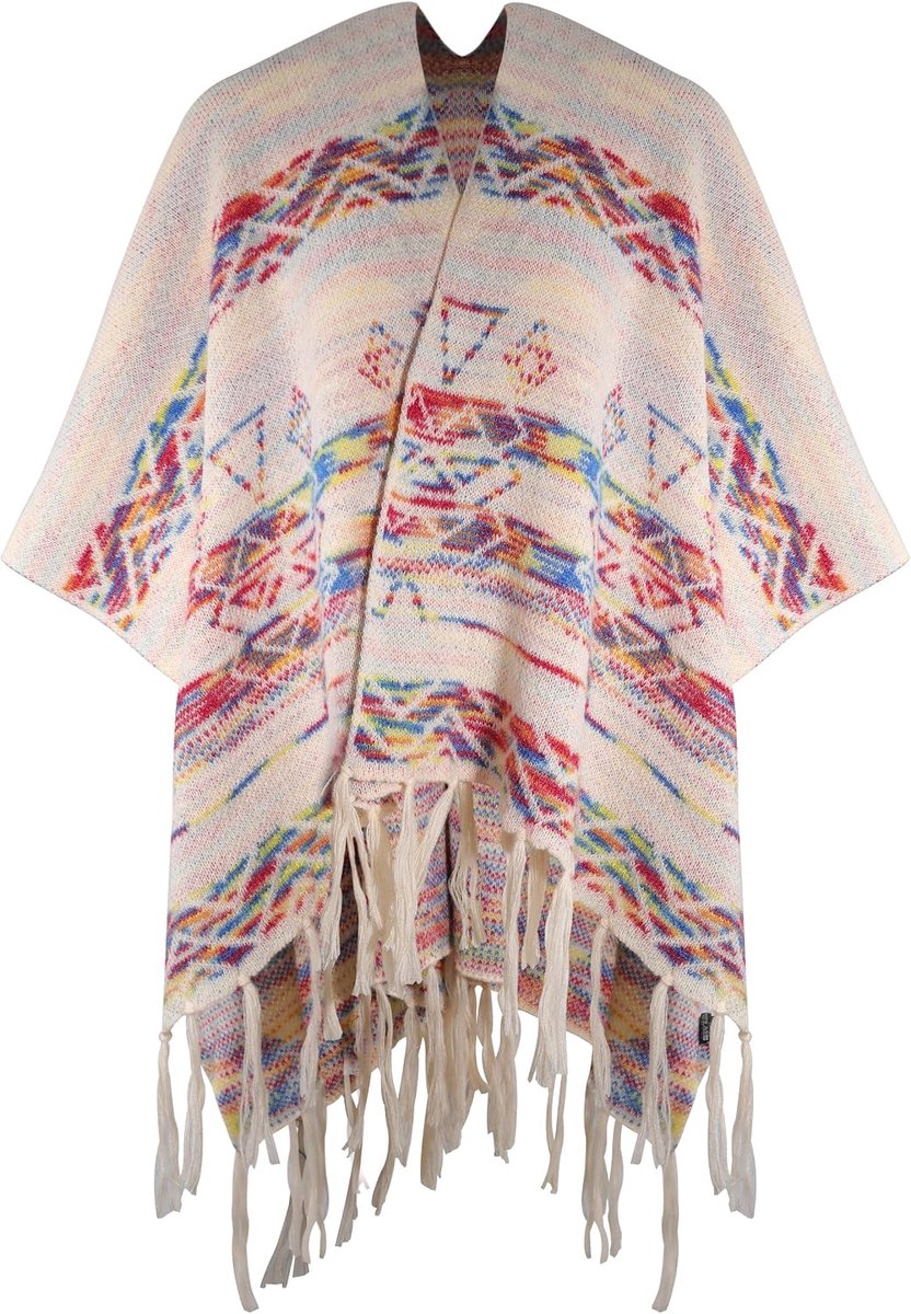 Omkeerbaar wintervest voor dames, gebreid vest van imitatie-kasjmier, franjes, capes, sjaal, deken, wikkeltrui