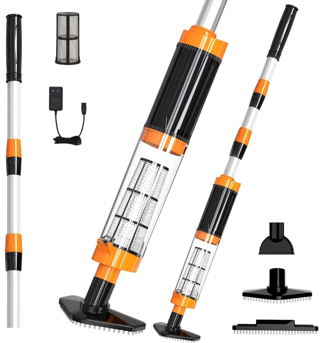 LNMsolutions® Zwembad Stofzuiger - Bodemzuiger Zwembad - Zwembadonderhoud - Oranje - 15cm x 8cm x 165cm