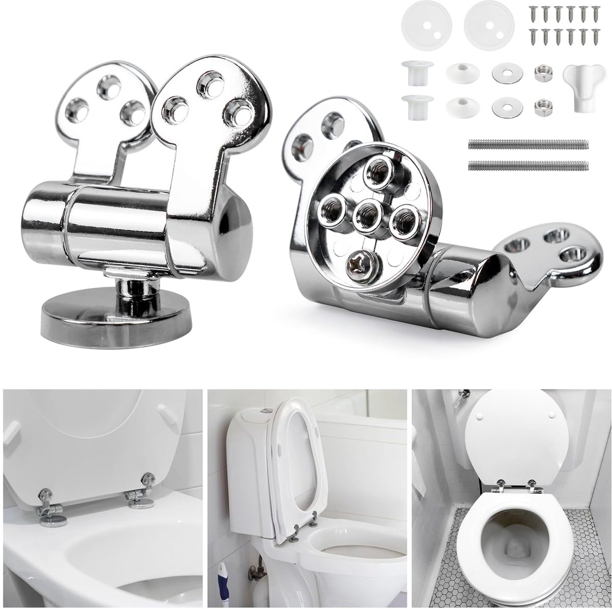 Toiletbrilscharnier - Toiletbrilbeslag Met Softclose-Functie - Vervangend Scharnier - Perfect Voor De Meeste Toiletbrillen