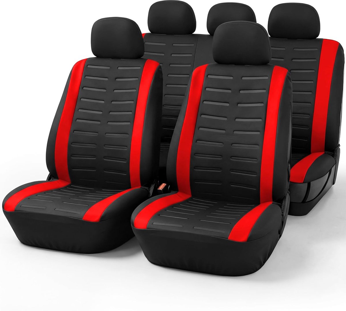 Autostoelhoezen Set Universeel Versie 2026 | Stoelhoezen voor Voorstoelen en Achterbank in Rood | Auto Accessoires Interieur Decoratie
