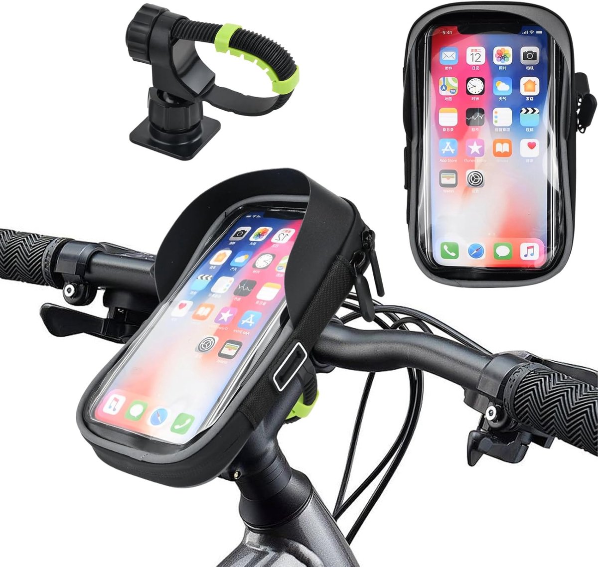 2-in-1 fietstas frame, waterdichte stuurtas voor smartphones tot 7 inch, mobiele telefoon bovenbuistas met TPU-gevoelig touchscreen voor Mones, racefiets, e-bikes