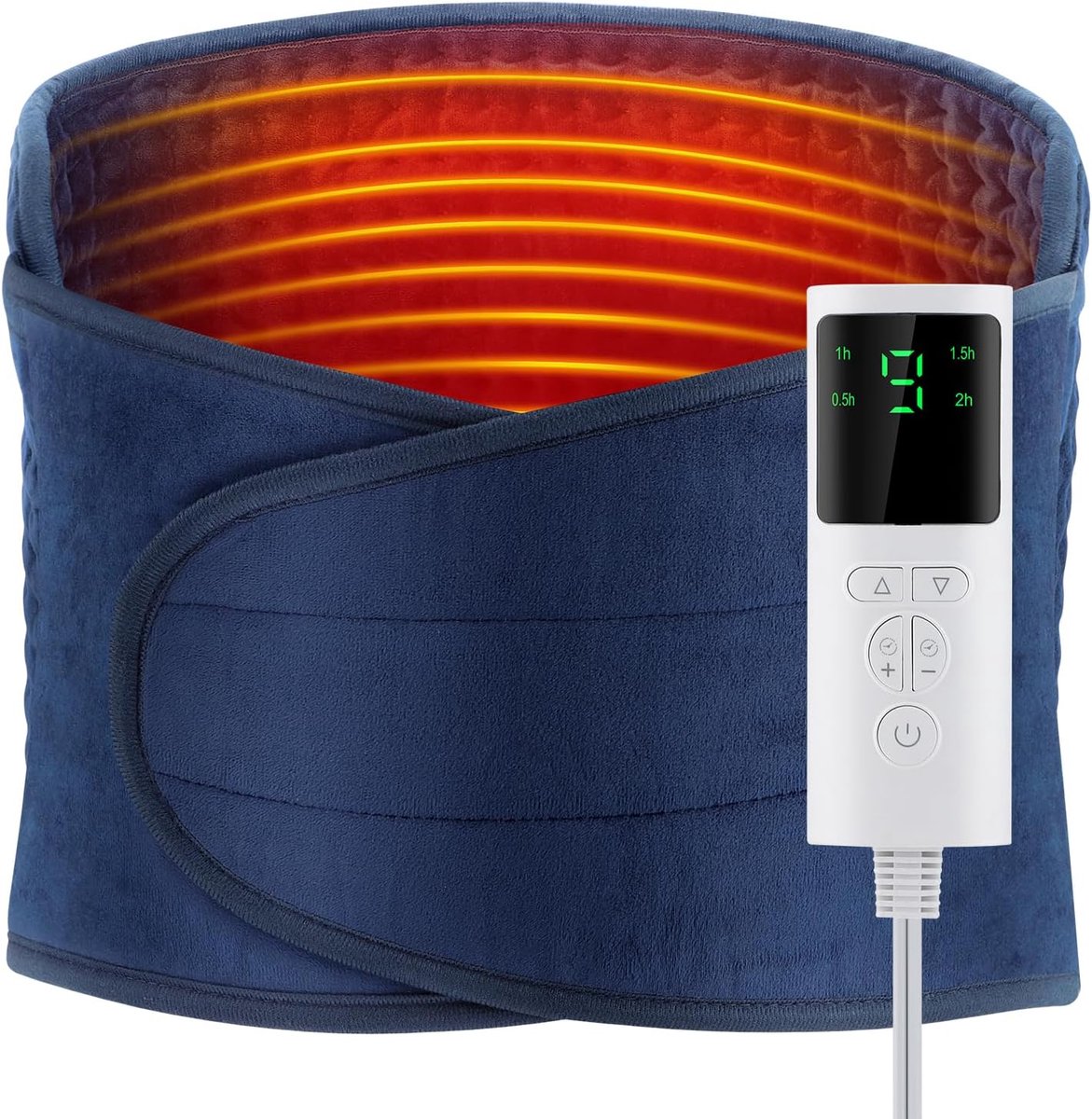 verwarmingskussen voor de rug, verwarmingskussen, omslag, lendenwarmer voor rug, taille, buik, benen, lichaam, snelle verwarming, 9 temperatuurinstellingen, 4 versnellingen, Marineblauw