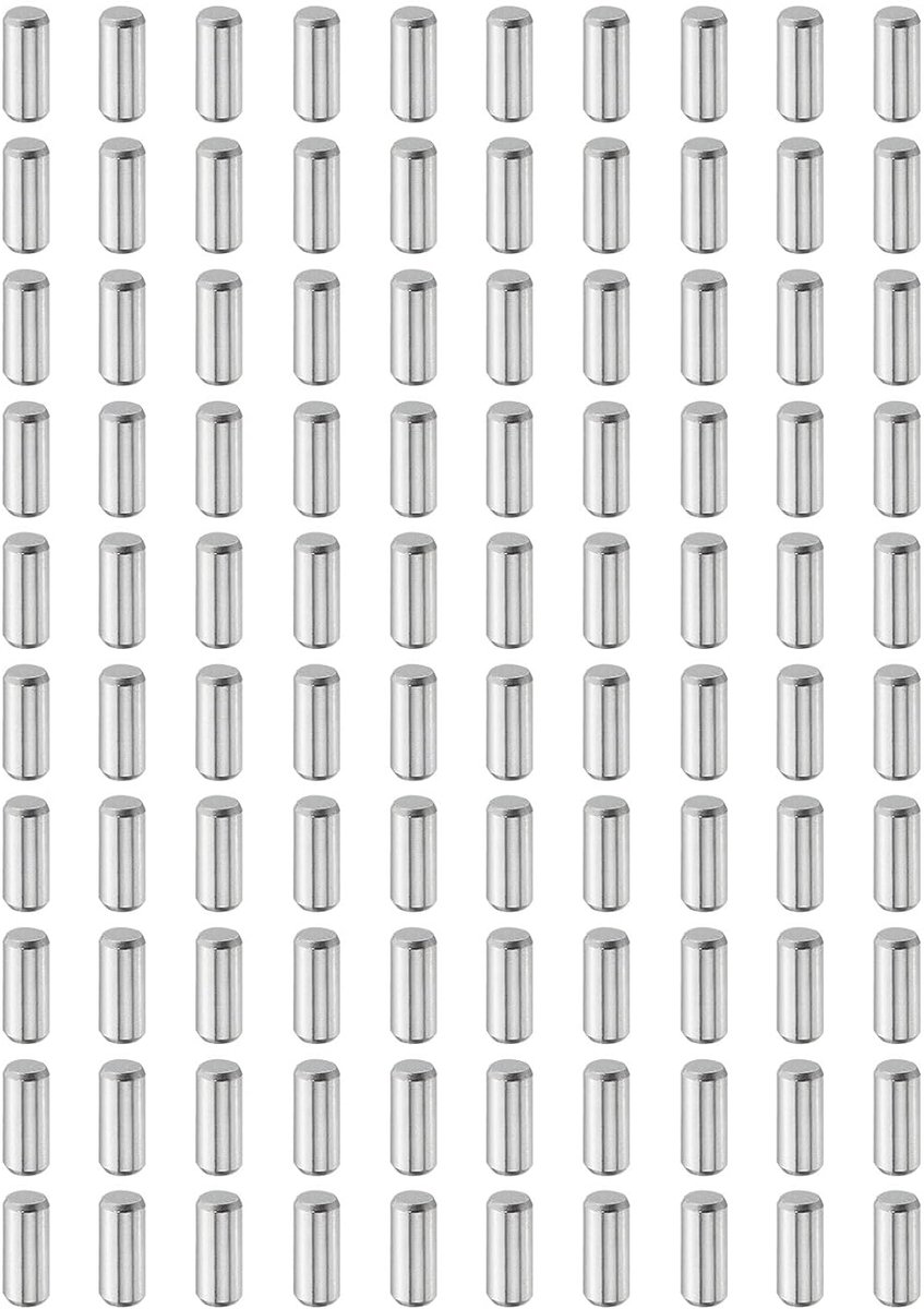 100 stuks 4 mm x 10 mm plugstiften, 304 roestvrij staal, cilindrische planksteunpennen, positioneringspenen, plankbevestigingselementen voor boekenkast, kast, meubelcomponenten (GB119
