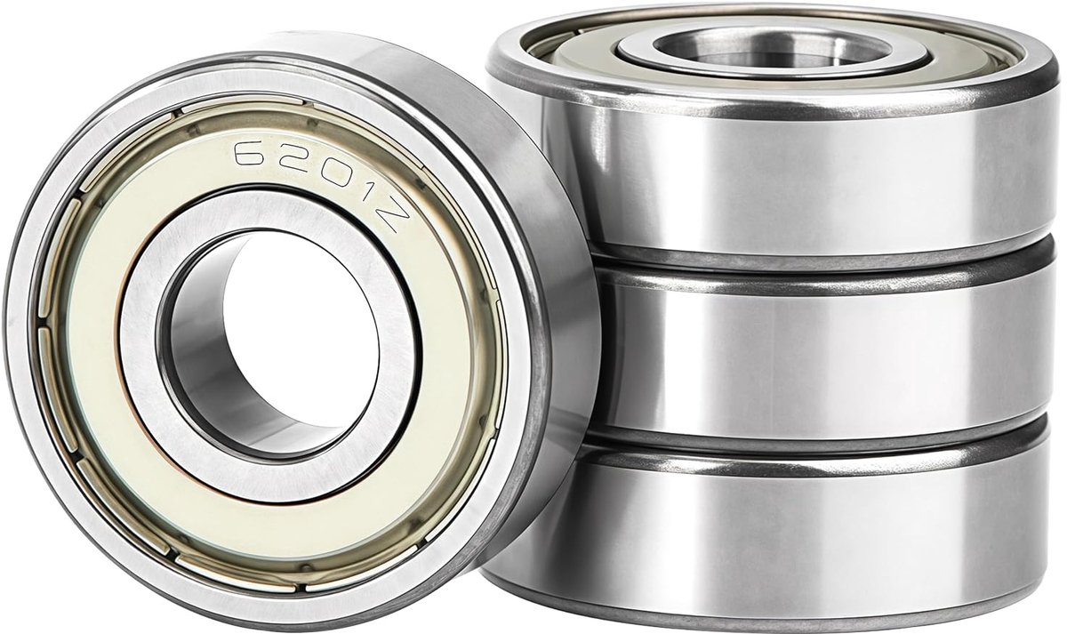4 stuks 6201ZZ kogellagers 12x32x10mm chroomstaal en voorgesmeerde groefkogellagers, 6201Z dubbele metalen afdichting met afdichtingsschilden voor DIY, skateboards, draaibanken, motoren
