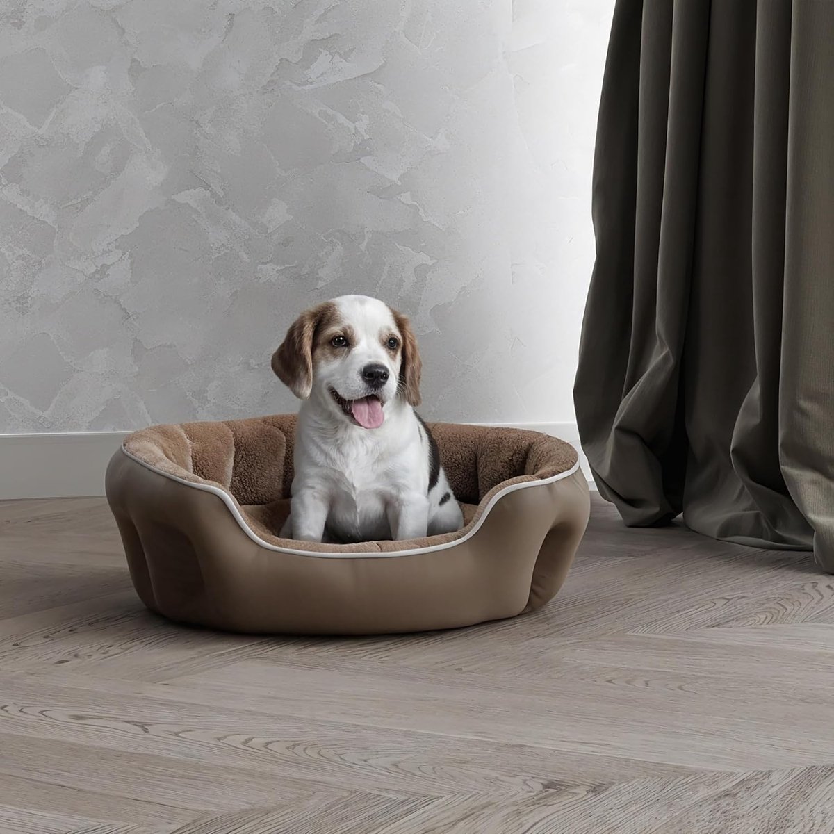 Bed Linen Knuffelhol, voor honden en katten, beige, 48 x 42 x 16 cm