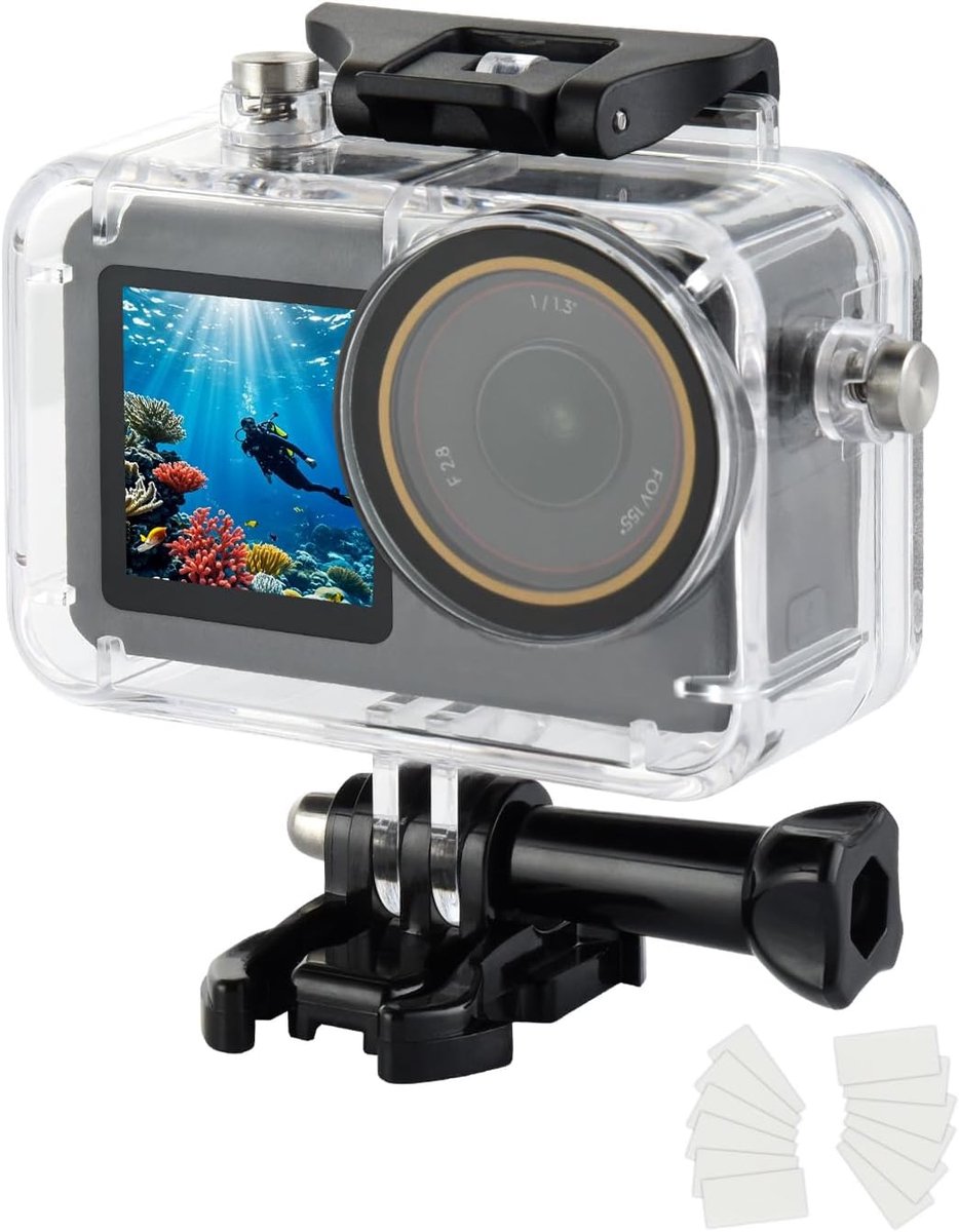 Waterdichte behuizing voor DJI Osmo Action 5 Pro/4/3 camera, waterdichte behuizing, onderwaterdompelbehuizing voor actiecamera met montagetoebehoren (transparant)