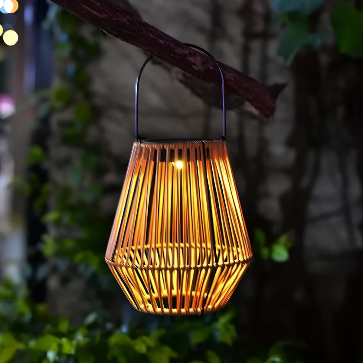 Zonnelantaarn voor buiten, zonnelamp voor buiten, tuin, Boheemse stijl, rotan zonne-lantaarn voor balkon, terras, tuin, decoratief, IP65, waterdicht