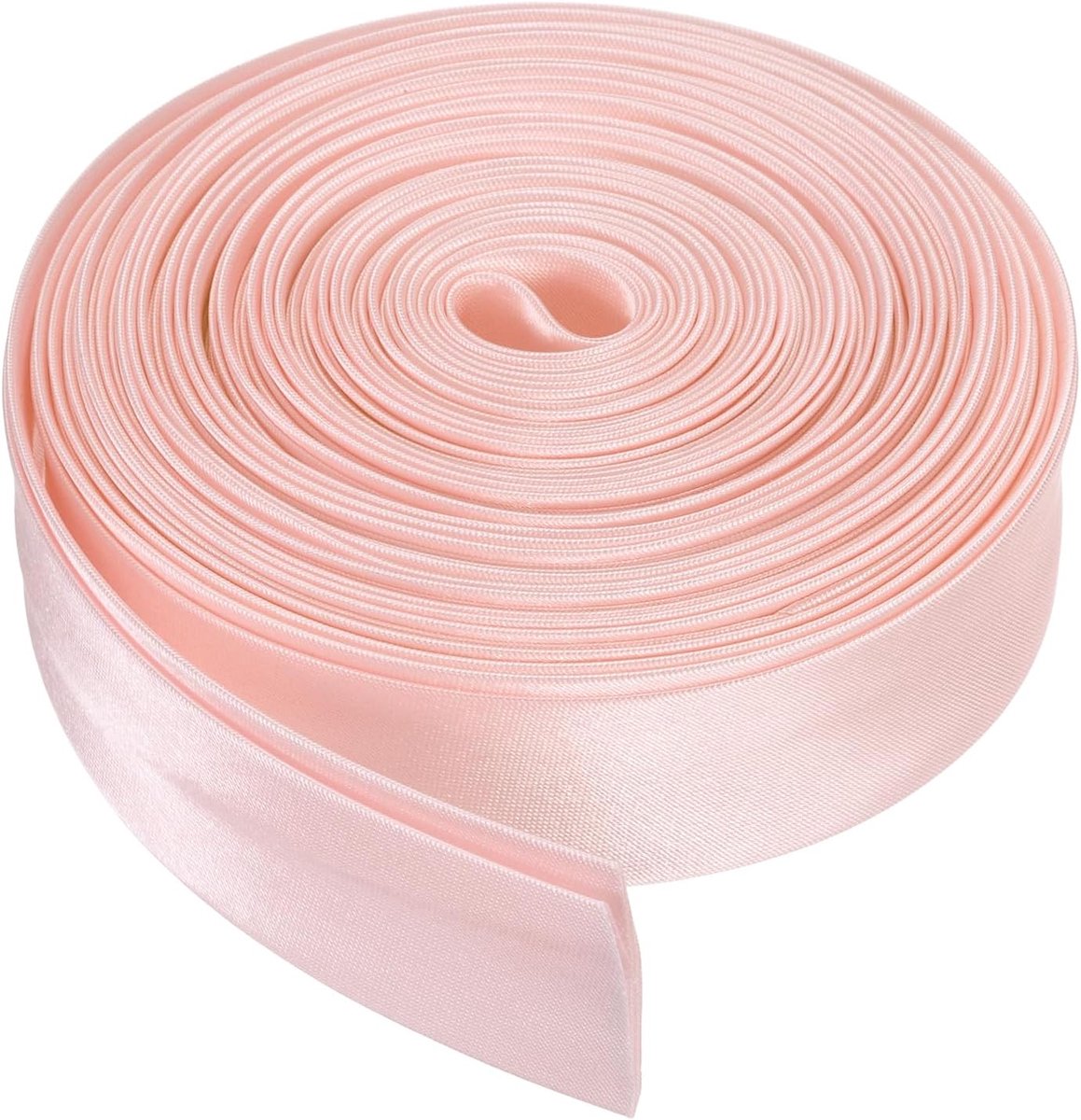 Double Fold Bias Tape voor naaien, 10,5 cm x 13,5 m, satijn, voorgevouwen doorlopende biasband voor naaien, patchwork, knutselen, lichtroze