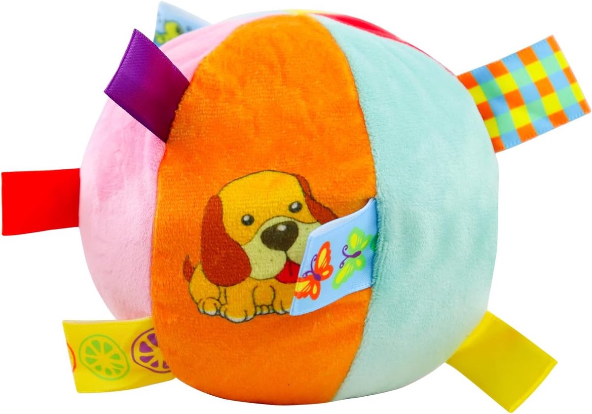 12 cm, diameter pluche, interactief speelgoedbal met graftabs, hondenballen met bel aan de binnenkant voor Tug of War, hondenspeelgoed voor klein en middelgroot ras (kleine hond)