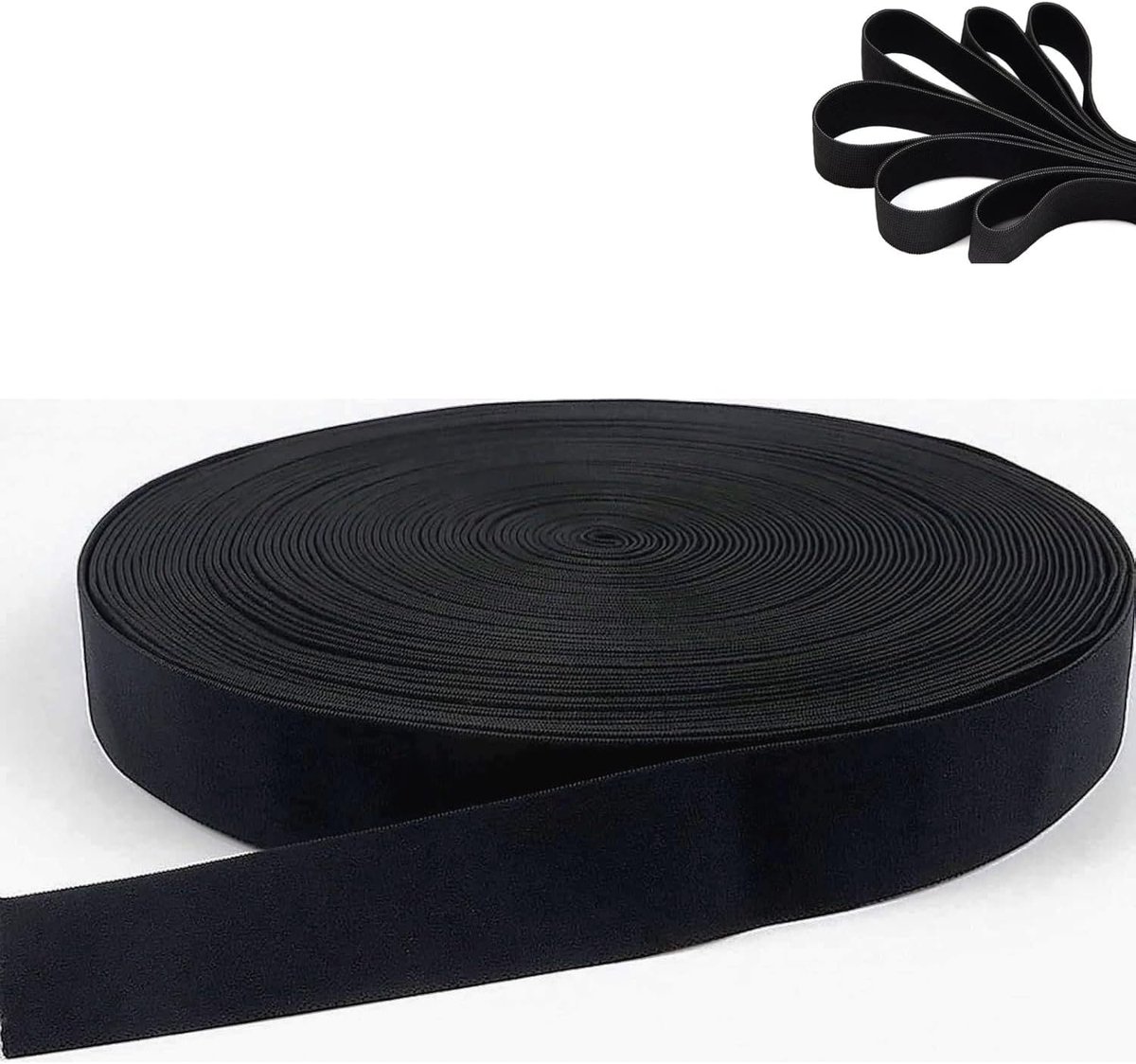 Elastische band, 10 meter elastiek, breedte 20 mm, voor broekrubber, huishouden, doe-het-zelf handwerk, zwart