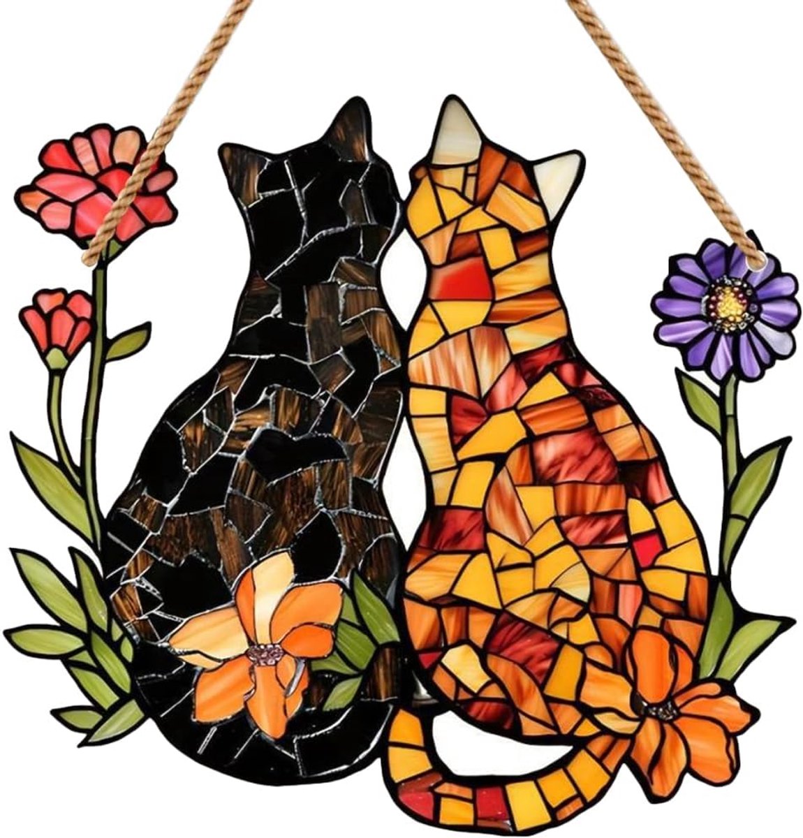 woonaccessoires, kattenhuis voor buiten, cadeaus met katten, cadeaus voor kattenliefhebbers, cadeau voor katten, hangende decoratie van acryl (tuin vriendschapskat)