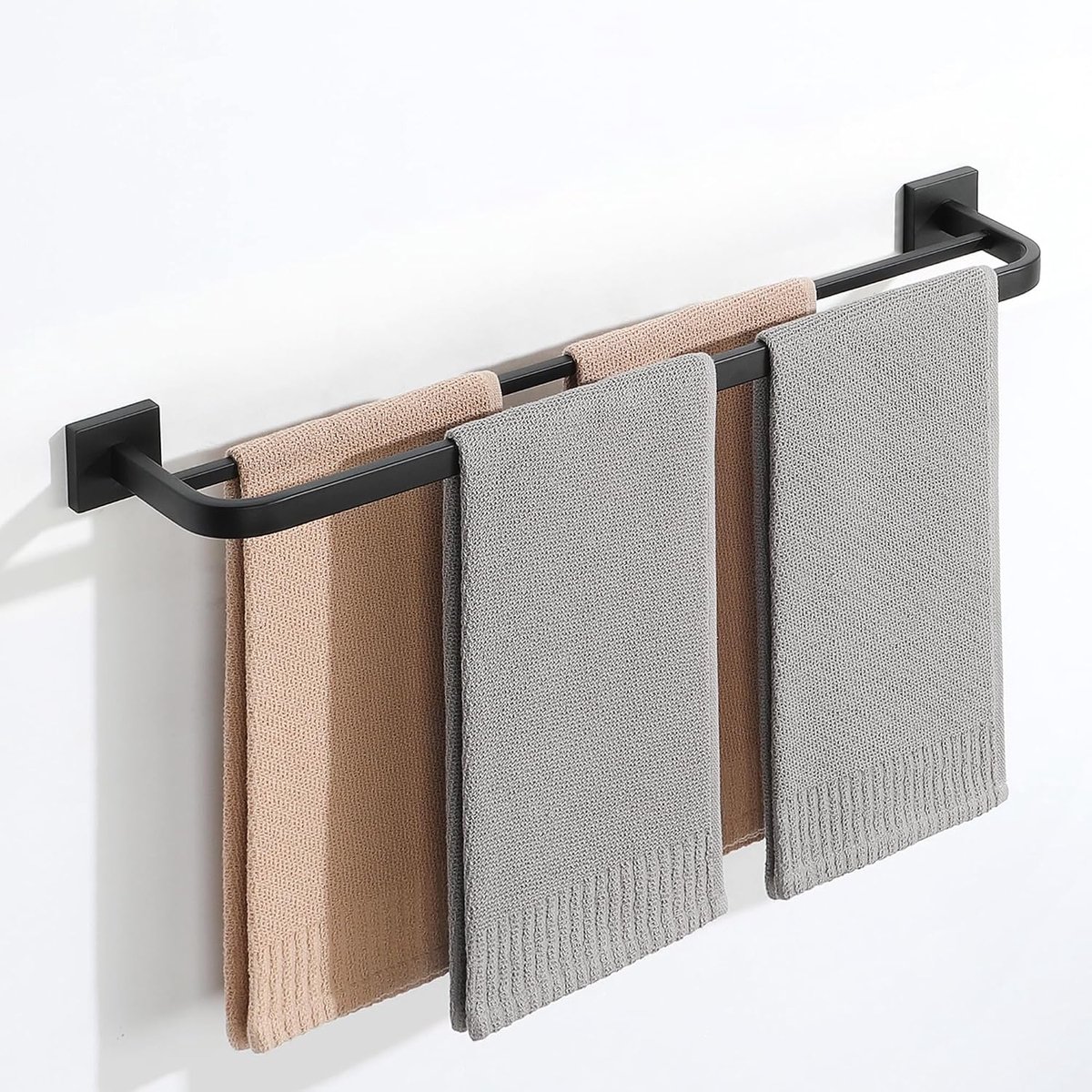 SUS304 Roestvrijstalen Handdoekhouder, Wandmontage Enkele Handdoekstang Handdoekhouder voor Badkamer, Keuken, Huis, Zwart