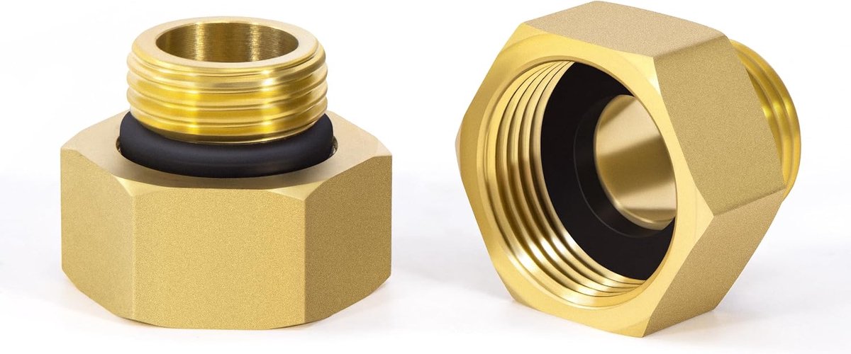 zeskantige nippel, 2 stuks 1/2" AG x 3/4" IG schroefdraad dubbele nippel met rubberen ring, messing schroefdraad fittingen voor buisaansluiting, industrie, sanitair, water