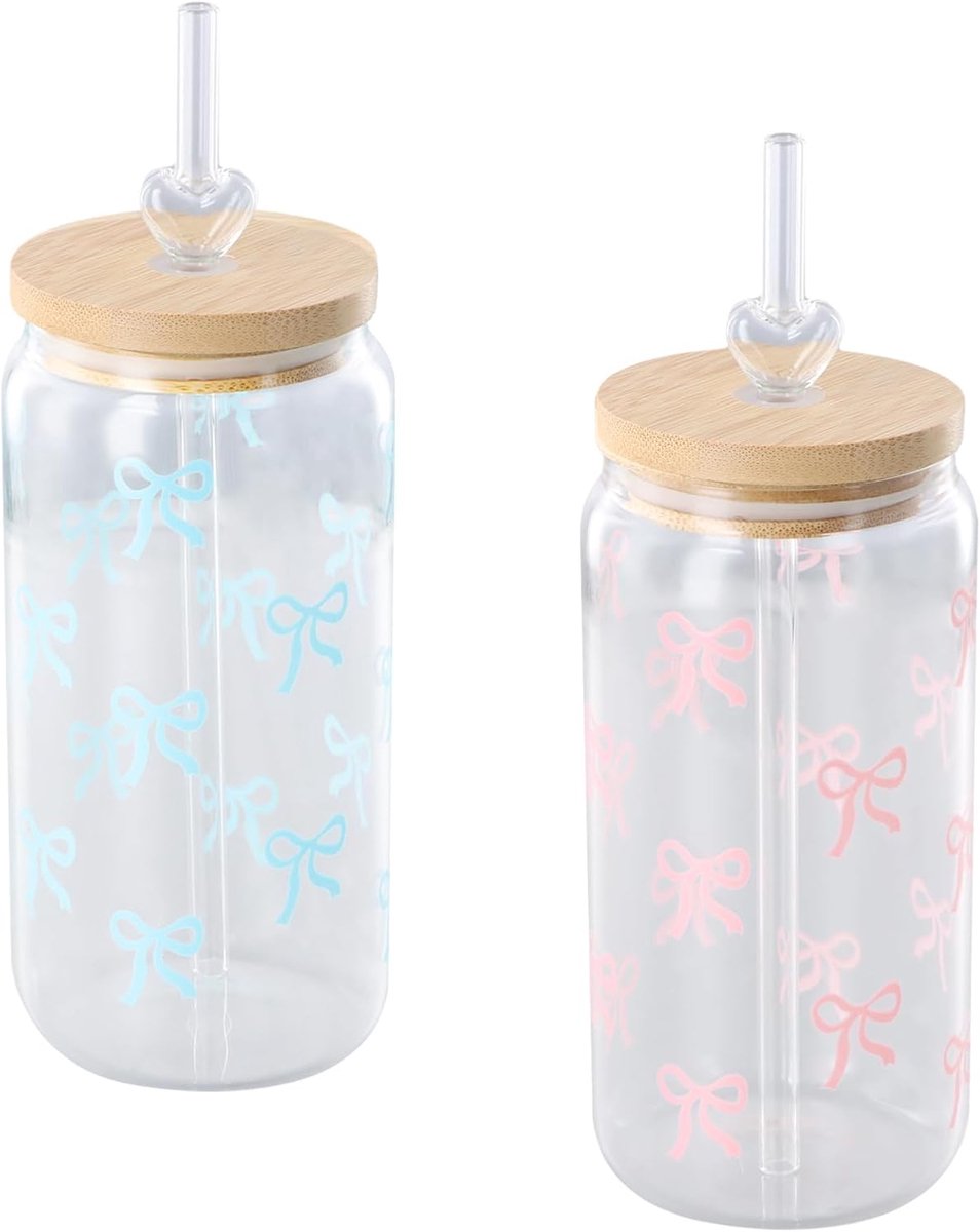 Set van 2 bierblikjes, bekers met deksel en rietje, 16 oz waterglazen, herbruikbaar, voor cocktails, milkshakes, sappen, smoothies, bier