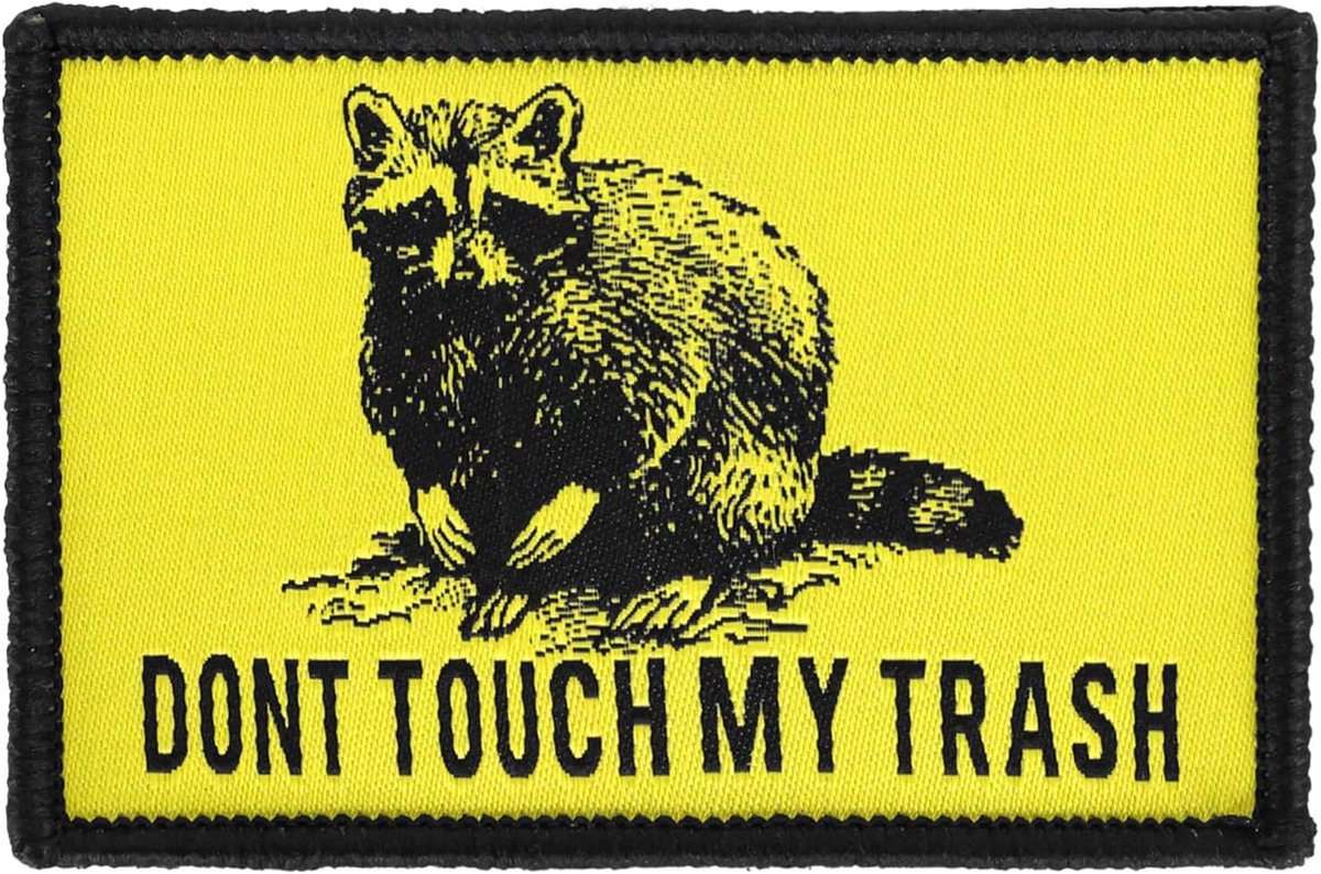 "DON'T TOUCH MY TRASH" Raccoon-patches Klittenband Militair Voor Rugzak Uniform Tactische Kleding Baseballpet (front)