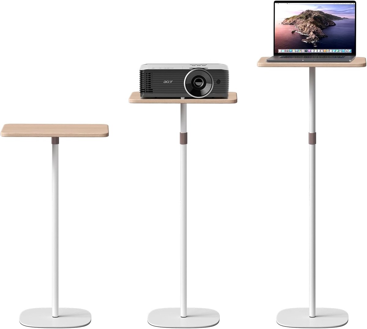 tonchean staand bureau laptoptafel in hoogte verstelbaar 46-120 cm mobiele laptopstandaard bureau verstelbare bijzettafel voor bed bank, beweegbare piëdiumstandaard voor kantoor en school, wit