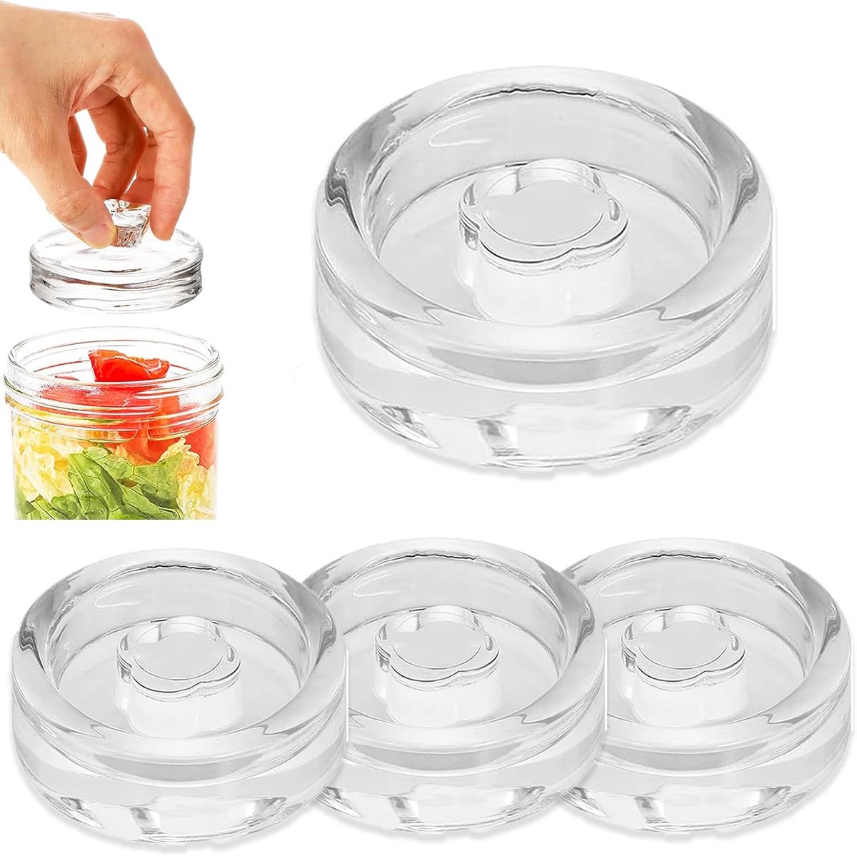 set van 4 fermentatiegewichten, vergisterglas voor kimchi, fermentatieglasgewichten Ø 7cm/2,7in, glasgewichten voor verging met brede opening, inmaakpotten, stijl 1