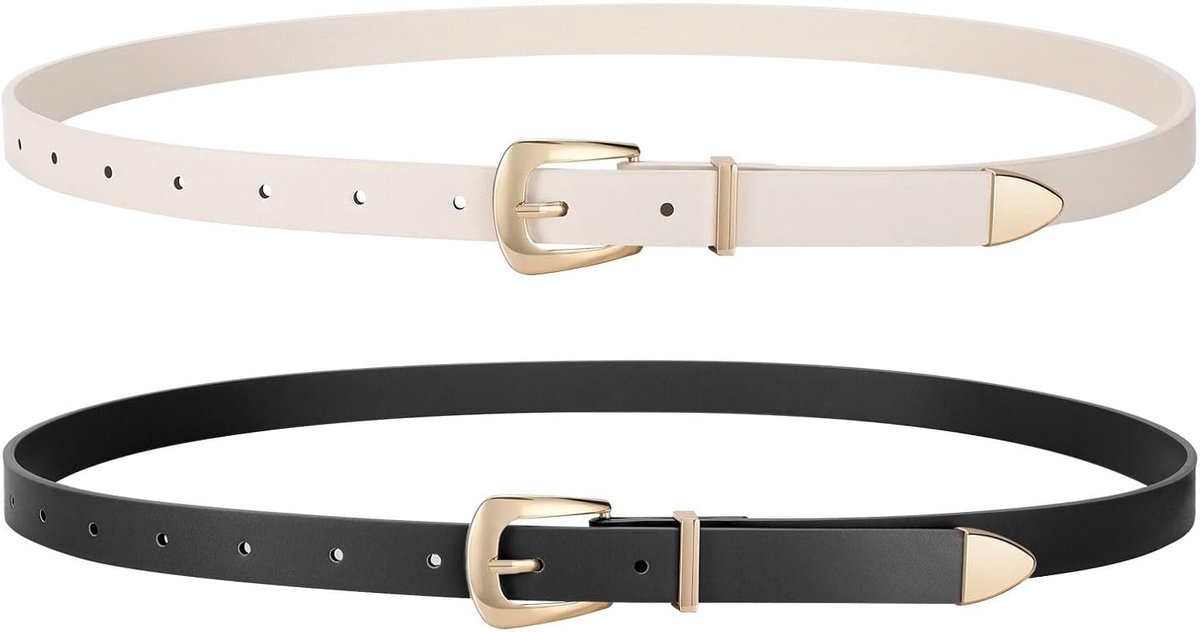 Riemen voor dames, kunstleer, dunne tailleriem met gouden gesp voor jeans, broeken, jurken