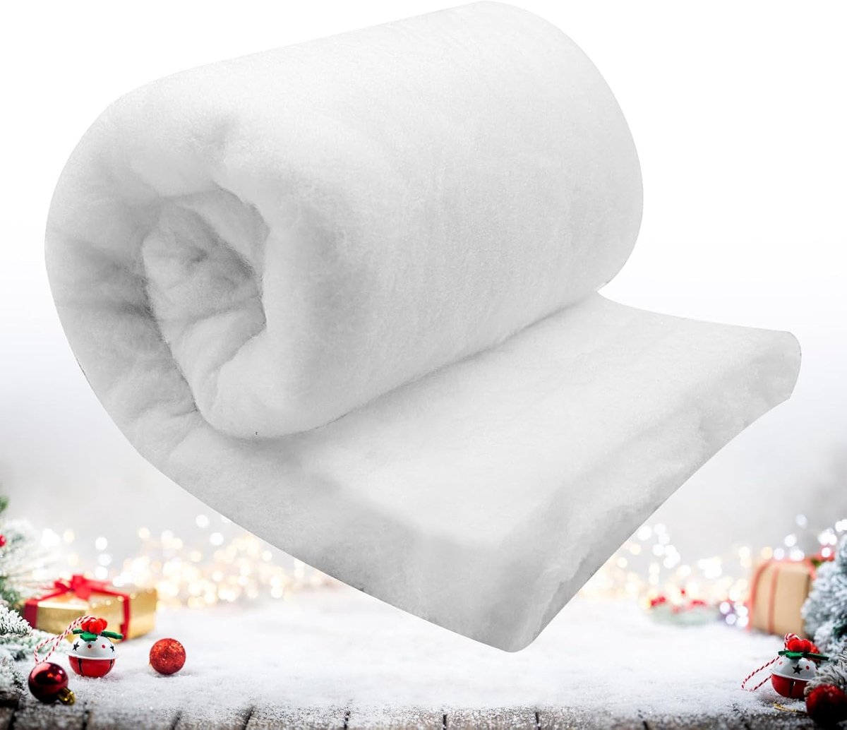 Sneeuwdeken, 35" x 22,8 cm Zachte Witte Kunstmatige Sneeuw Roll voor Kerst Dorp Decoraties, Winter Wonderland Scènes, Vakantie Displays, Sneeuw Tafelloper, Kerststal Setup