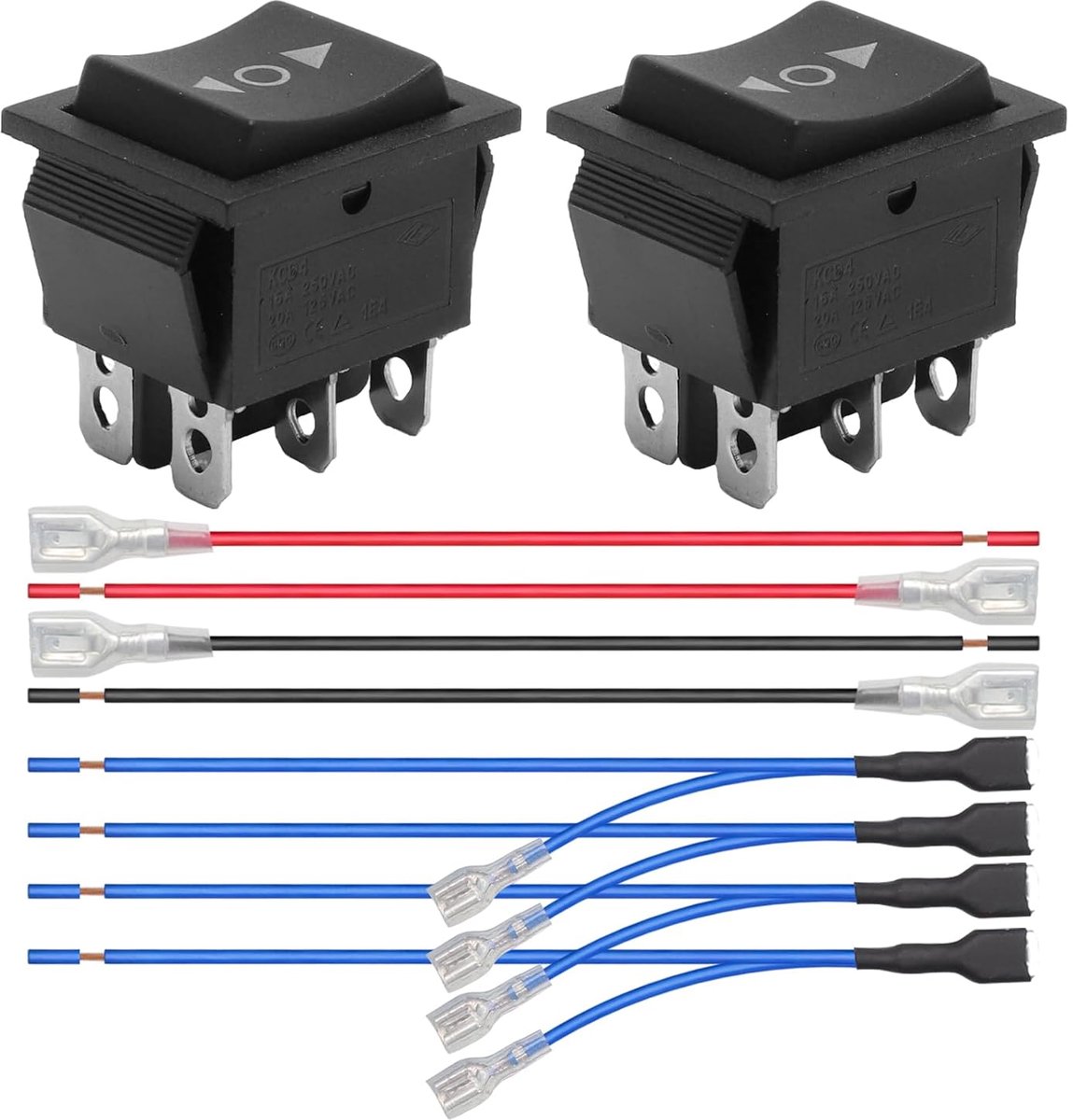 2 stuks 12V 16A tuimelschakelaar DPDT (AAN)-UIT-(AAN) – 6-polige wisselschakelaar met kabel voor polariteitsverandering – 3-positie wipschakelaar voor DC motorbesturing auto boot